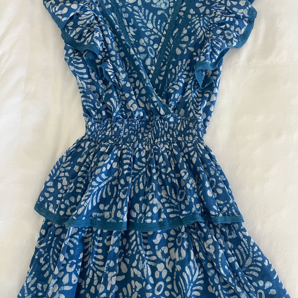 Blue Island Floral Blue and White Dress